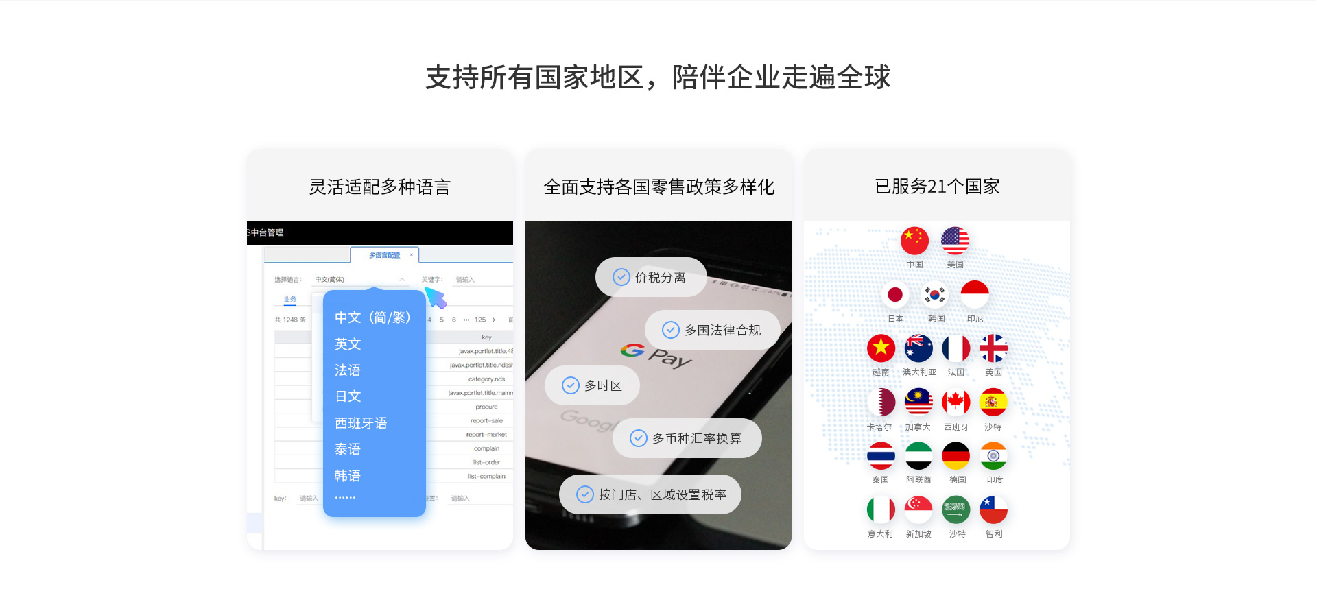 伯俊適配多種語言，支持各國零售政策